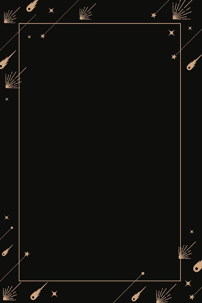 Black frame background, simple gold celestial line art design psd