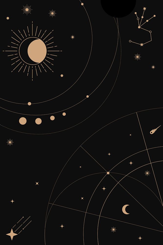 Esoteric astrology background, aesthetic dark sky design vector