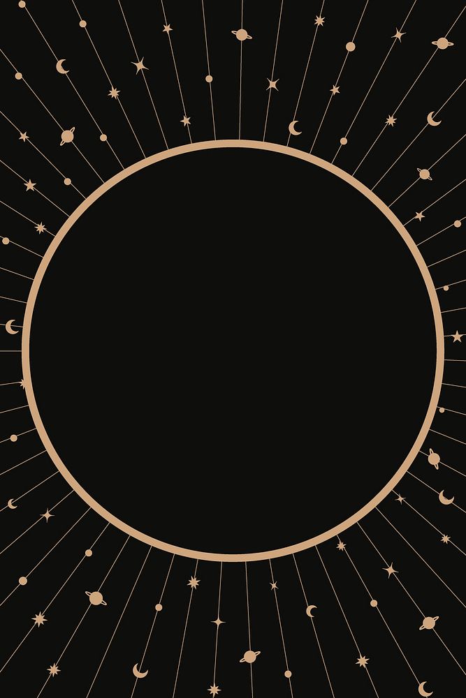 Celestial frame background, abstract circle black design psd