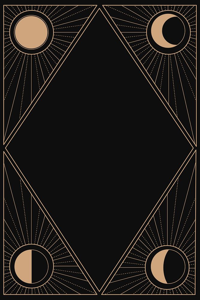 Mystic celestial frame background, abstract black design