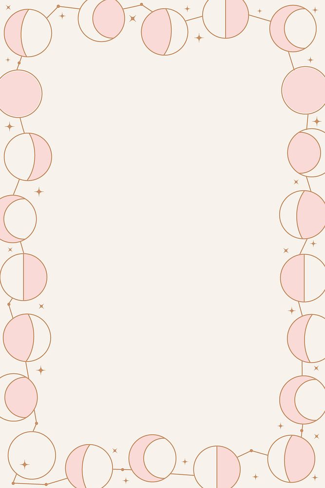 Pastel frame background, simple moon line art design psd