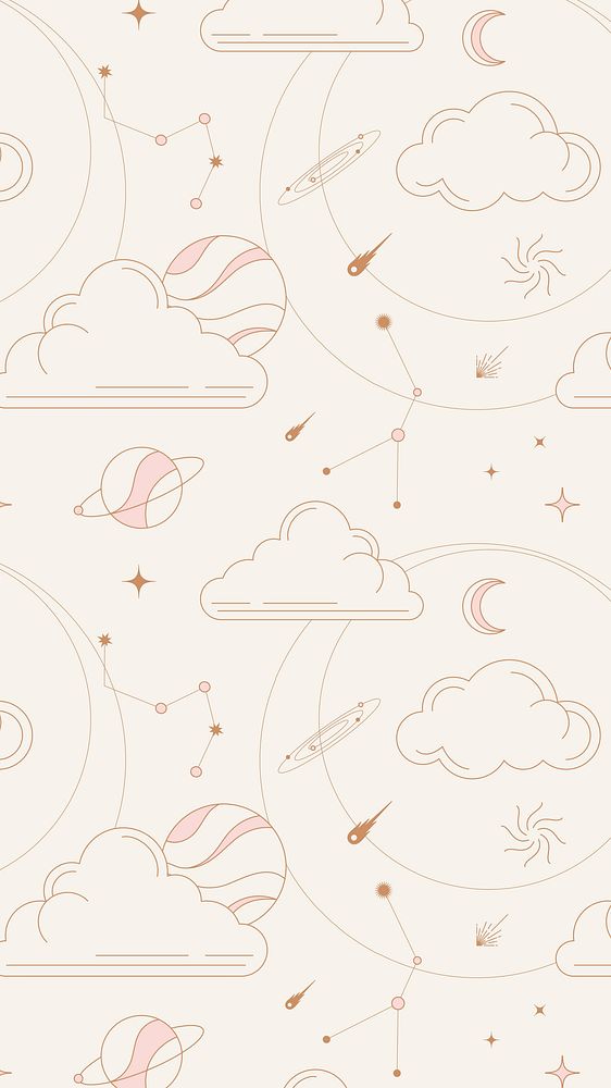 Abstract sky pattern, boho style, abstract line art design