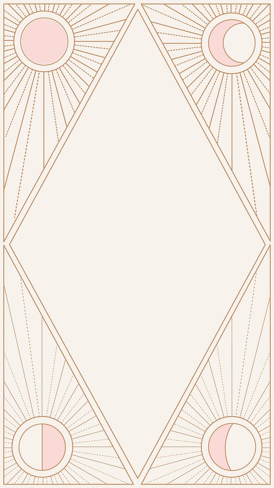 Pastel boho mobile wallpaper frame, celestial design background vector