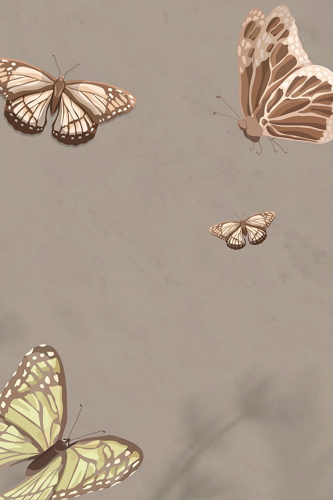 Butterfly autumn background, aesthetic watercolor design 