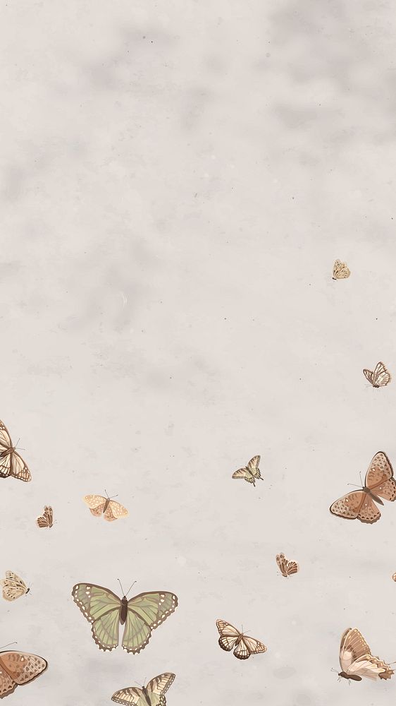Beige iPhone wallpaper butterfly pattern background