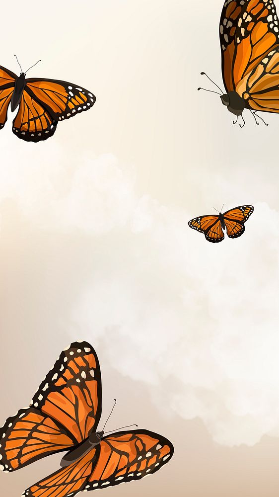 Beige iPhone wallpaper butterfly pattern background