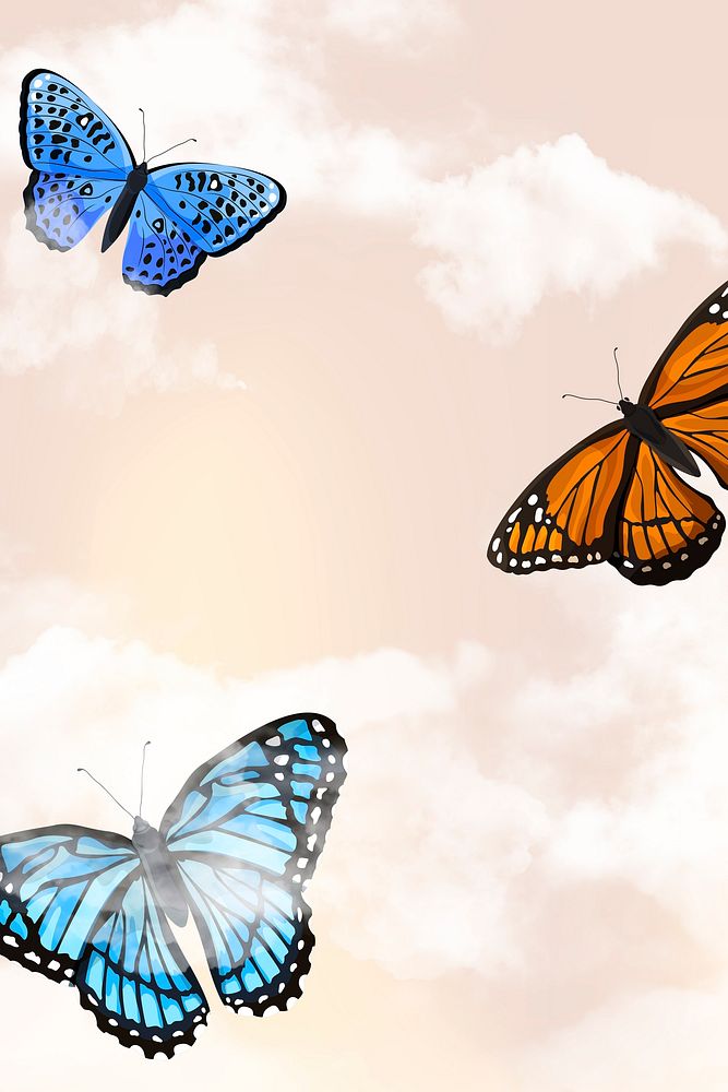 Feminine butterfly background, aesthetic watercolor design 