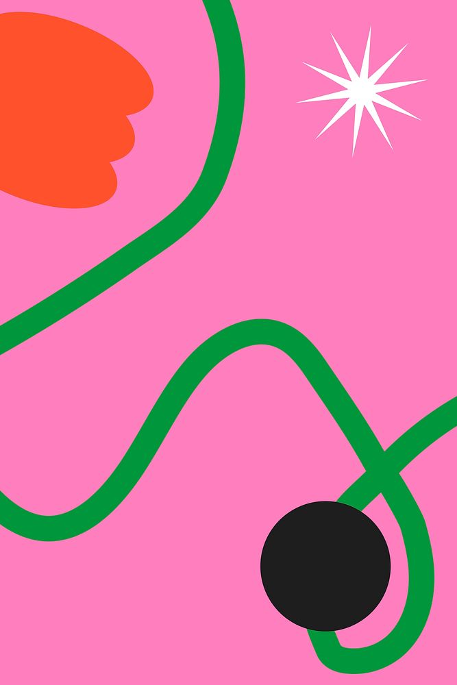 Pink cute background, green squiggle design 