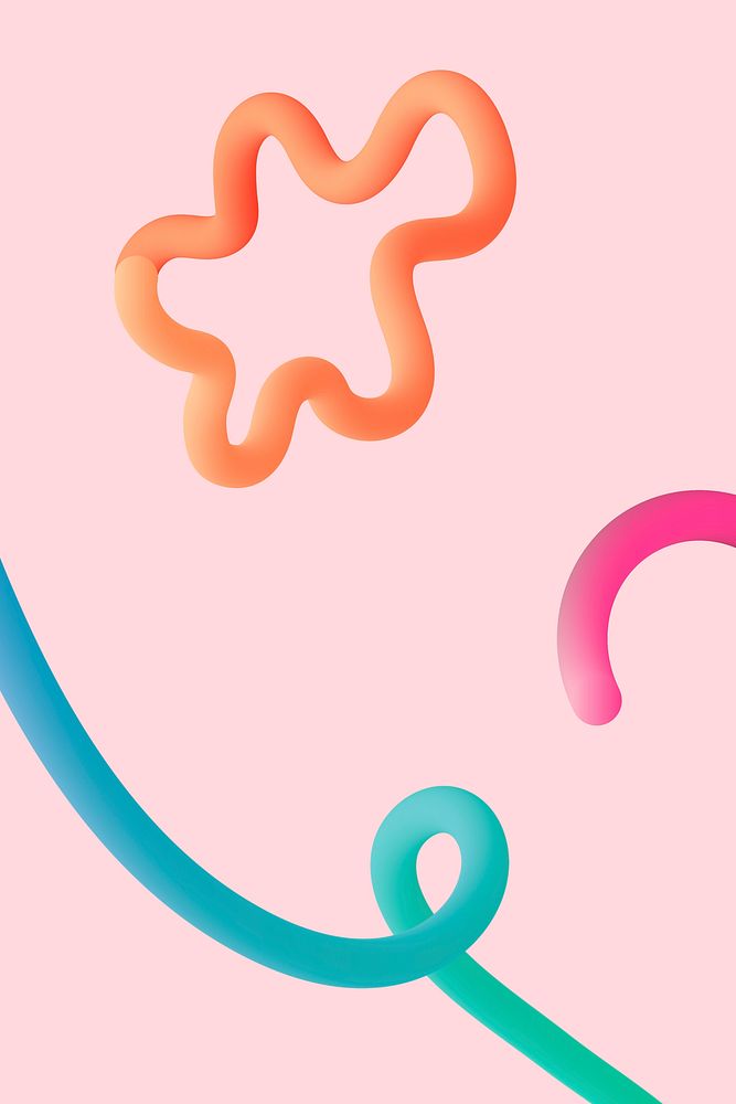 Pastel pink background, 3D squiggle, funky design