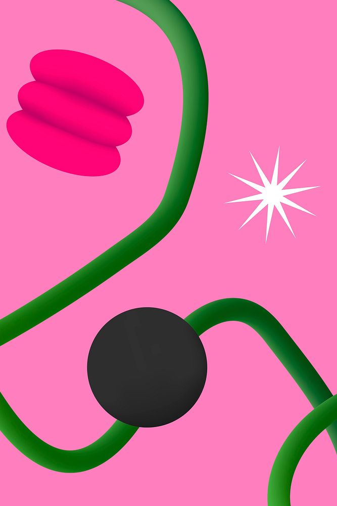 Fun pink background, 3D squiggle design 