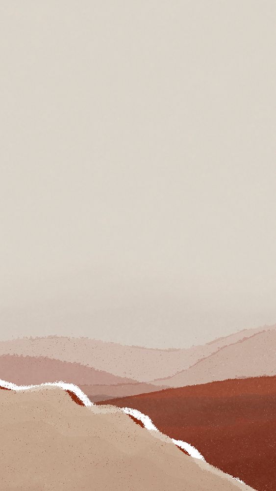 Aesthetic landscape mobile wallpaper, brown crayon texture