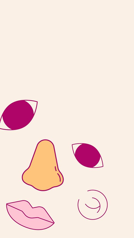 Cute cream iPhone wallpaper, face parts HD background