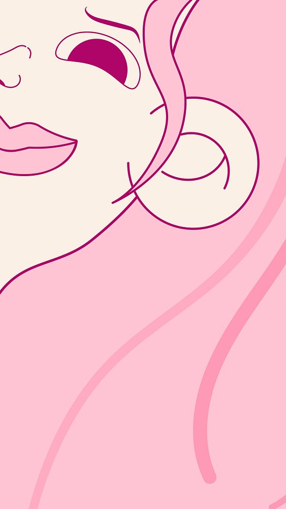 Cute iPhone wallpaper, pink hair girl cartoon HD background
