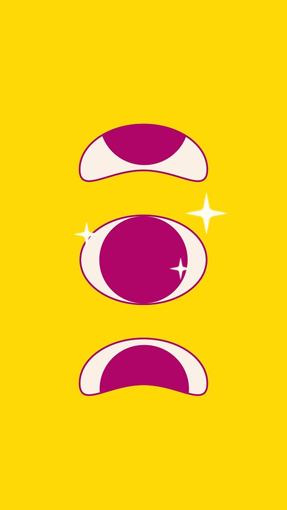 Cute yellow iPhone wallpaper, abstract eye HD background vector