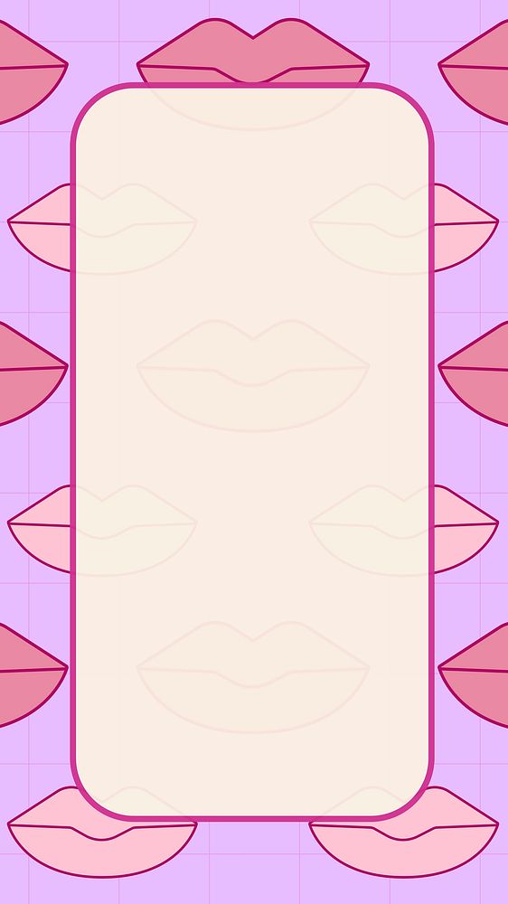 Pop art frame, cute pink lips pattern psd