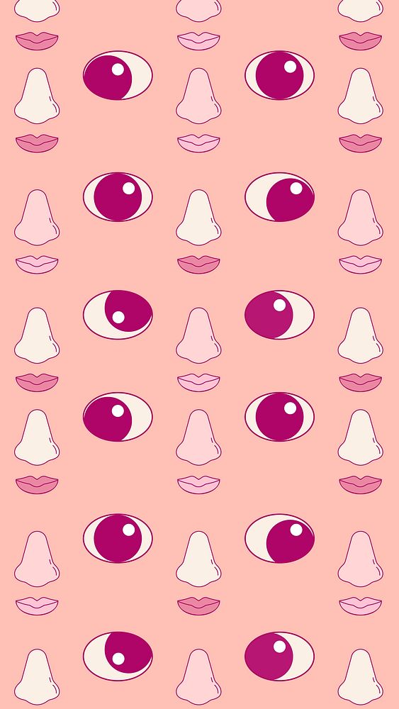 Cute iPhone wallpaper, face parts pattern peach background