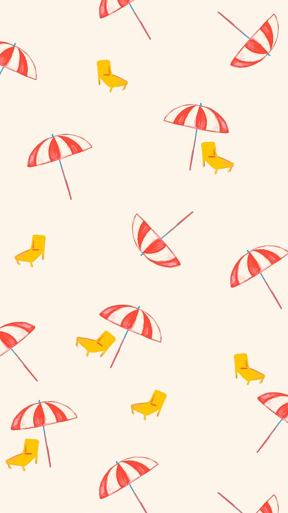 Beach umbrella summer pattern, beige background