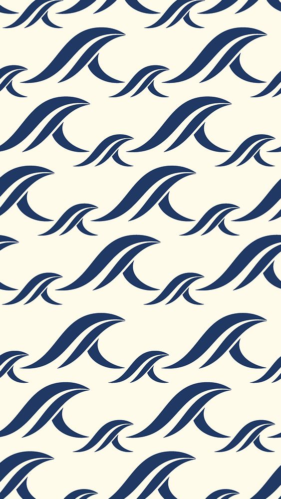 Tidal wave pattern phone wallpaper, blue seamless design