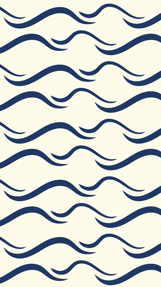 Summer wave mobile wallpaper, seamless pattern in blue