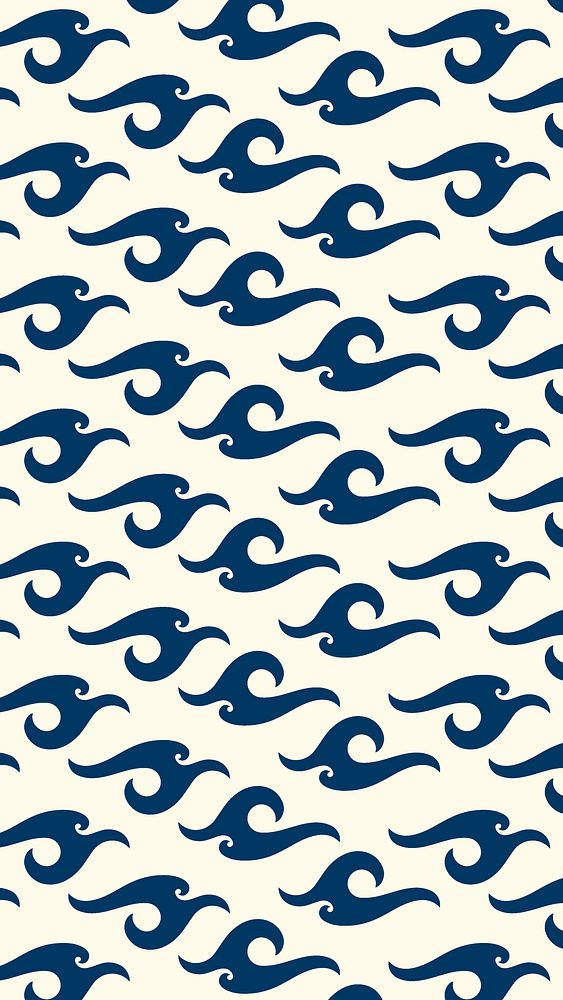 Summer wave iPhone wallpaper, seamless pattern in blue