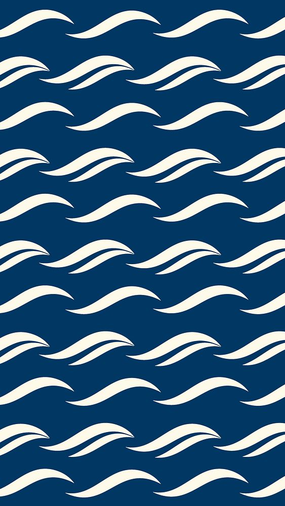 Ocean wave pattern mobile wallpaper, blue seamless design