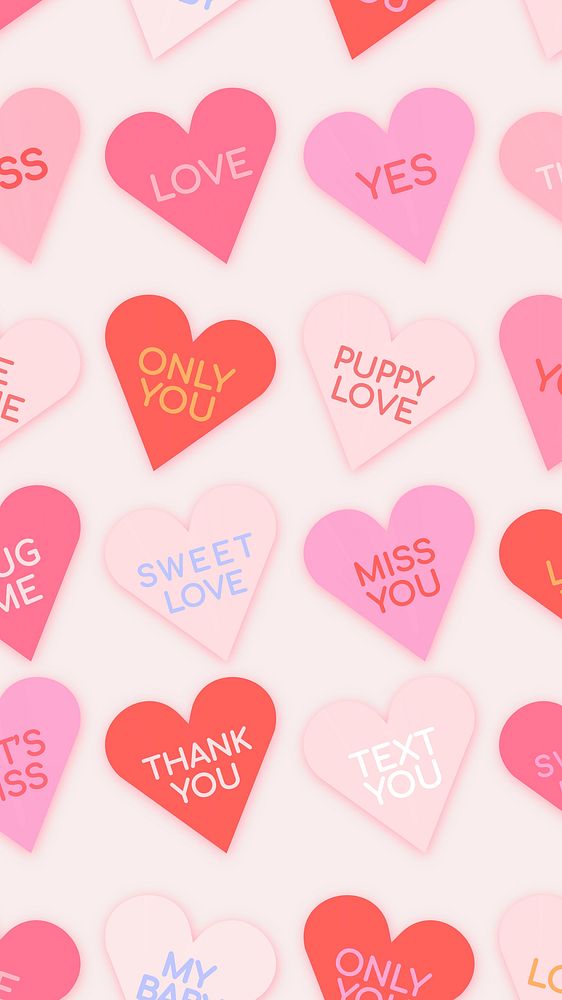 Heart pattern phone wallpaper cute pink background, valentine design