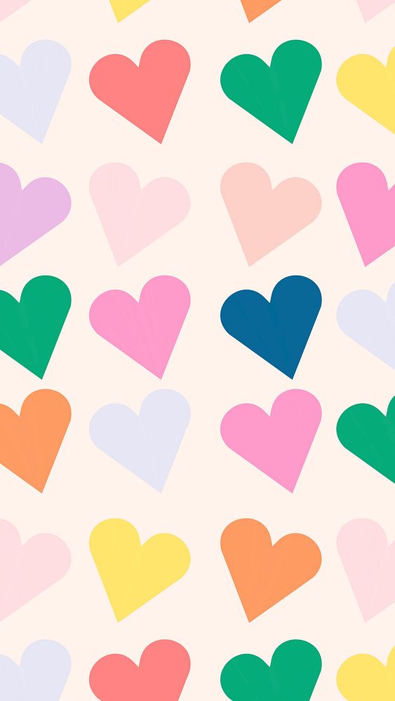 Colorful heart mobile wallpaper love background
