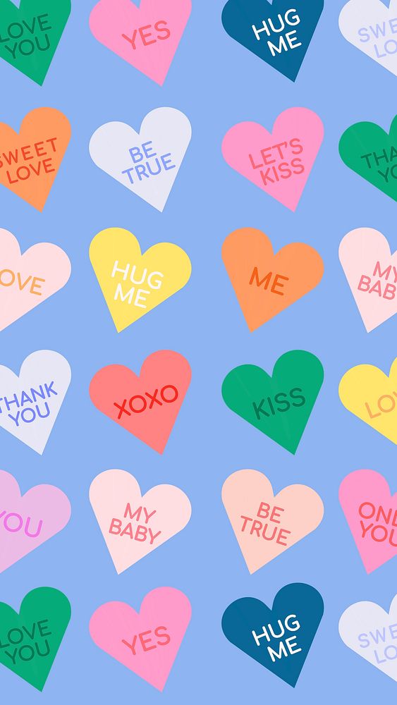 Colorful heart phone wallpaper love background