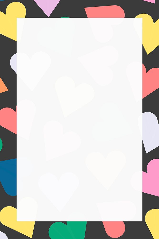 Colorful heart frame design, cute love pattern