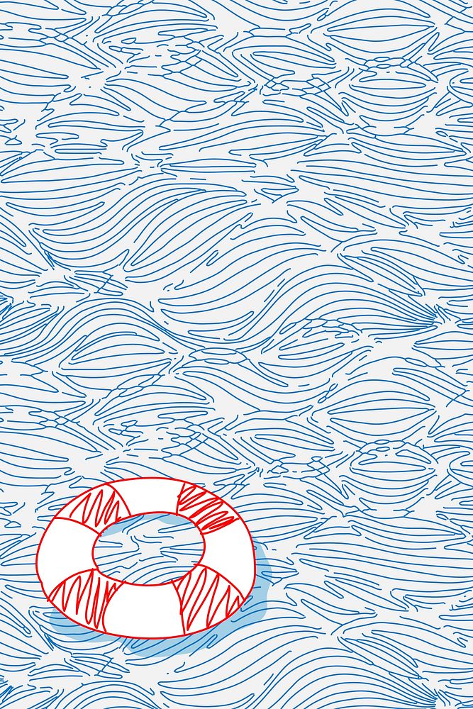 Lifesaver doodle on blue background design vector