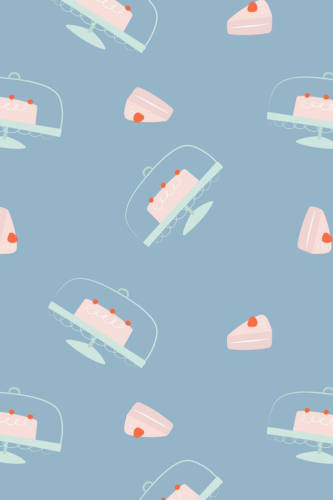 Cute strawberry cake pattern background, seamless design