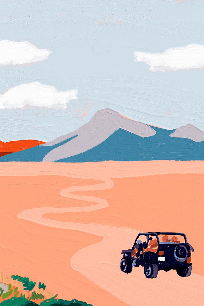Paint brush desert background, acrylic painting exploration design