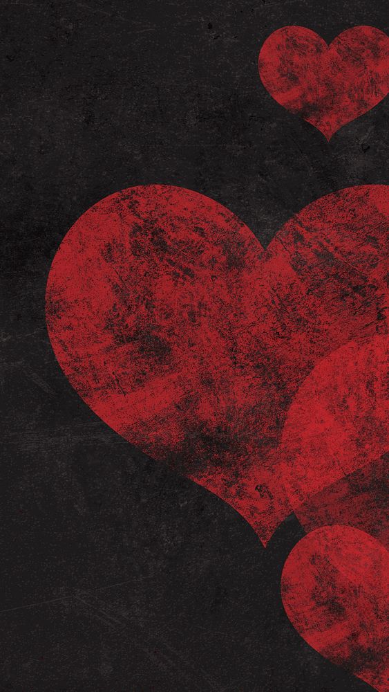 Grunge heart phone wallpaper, black background