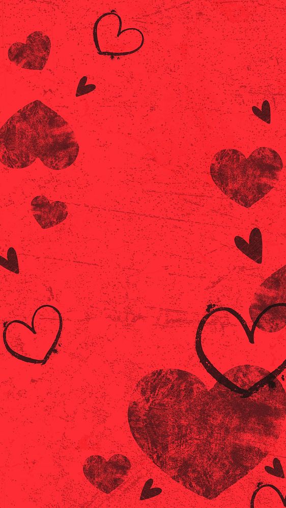 Valentine's day phone wallpaper, heart grunge design