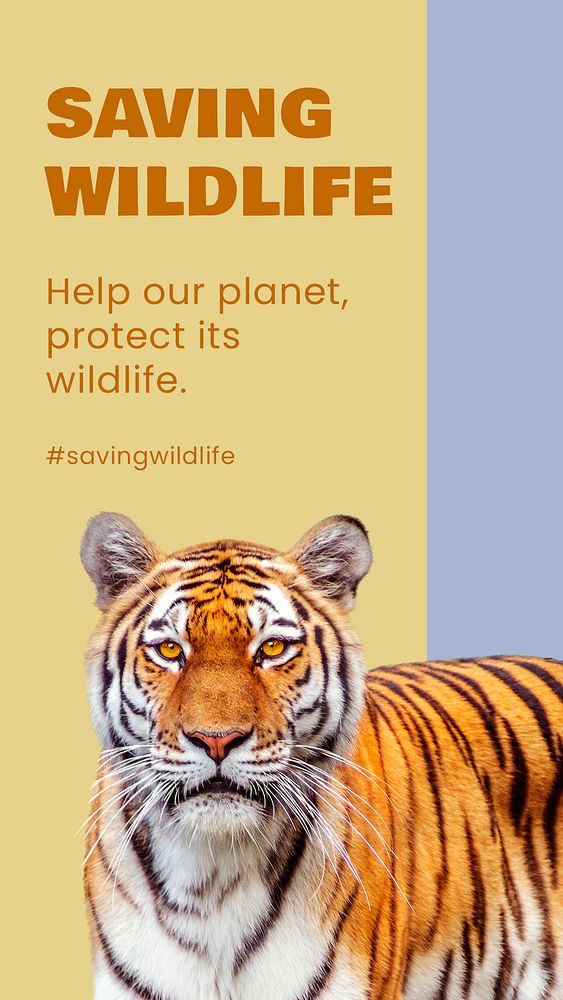 Animal protection Facebook story template, saving wildlife design psd