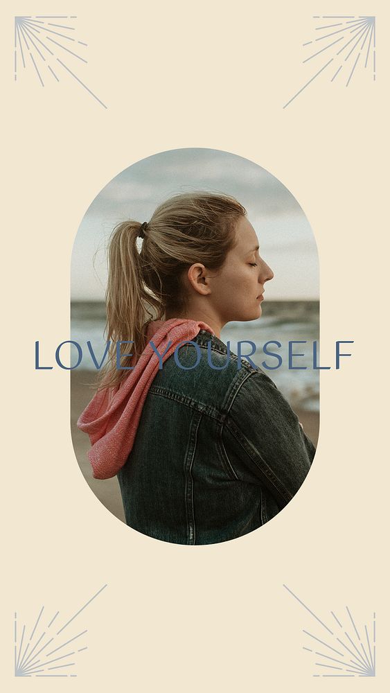 Mental health facebook story template, minimal love yourself graphic psd