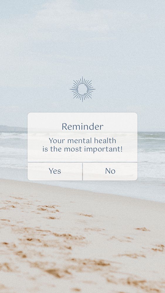 Mental health instagram story template, minimal notification graphic psd