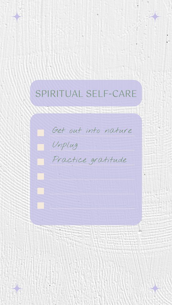 Spiritual quote instagram story template, minimal self-care checklist graphic psd