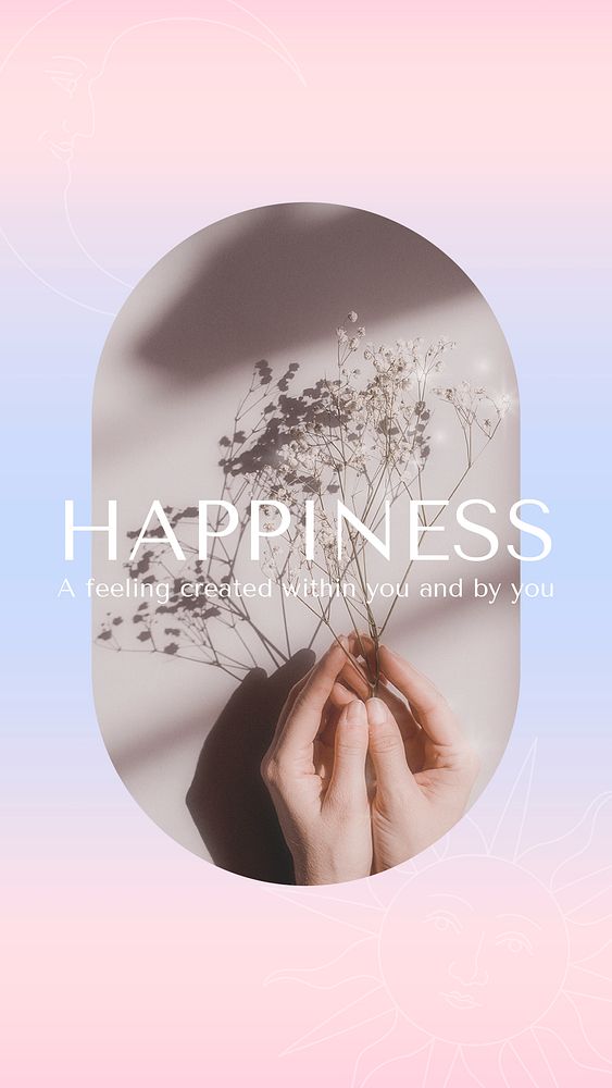 Happiness quote instagram story template, aesthetic graphic psd