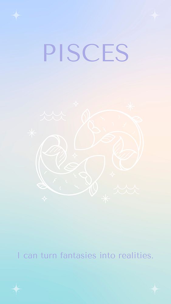 Pastel gradient Instagram story template, Pisces sign, astrology reading psd