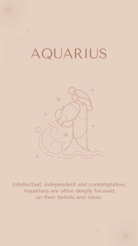 Minimal Instagram story template, Aquarius sign, astrology reading psd