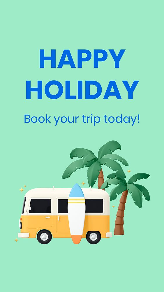Happy holiday Facebook story template, travel & vacation psd