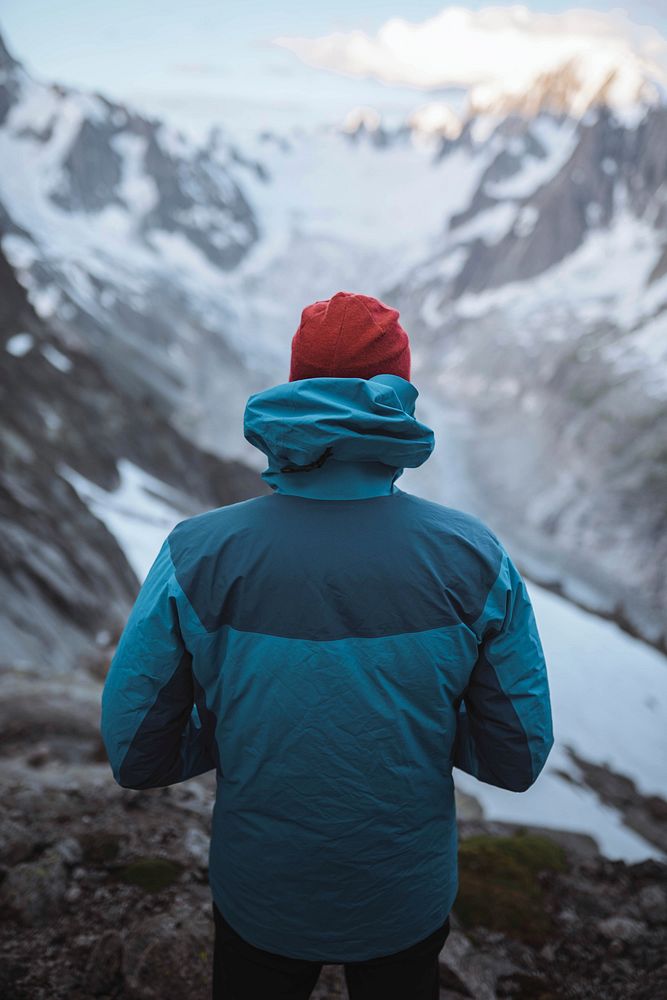 Man watching Chamonix Alps in France