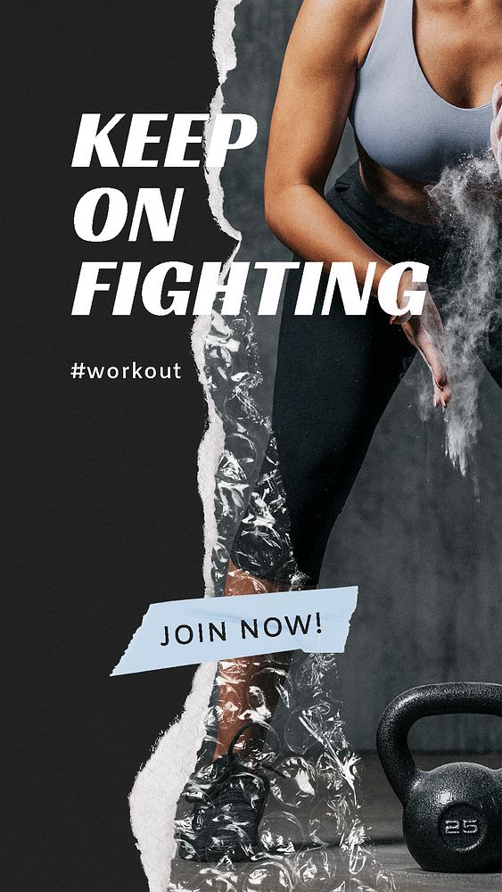 Fitness advertisement Instagram story template, aesthetic remixed media psd
