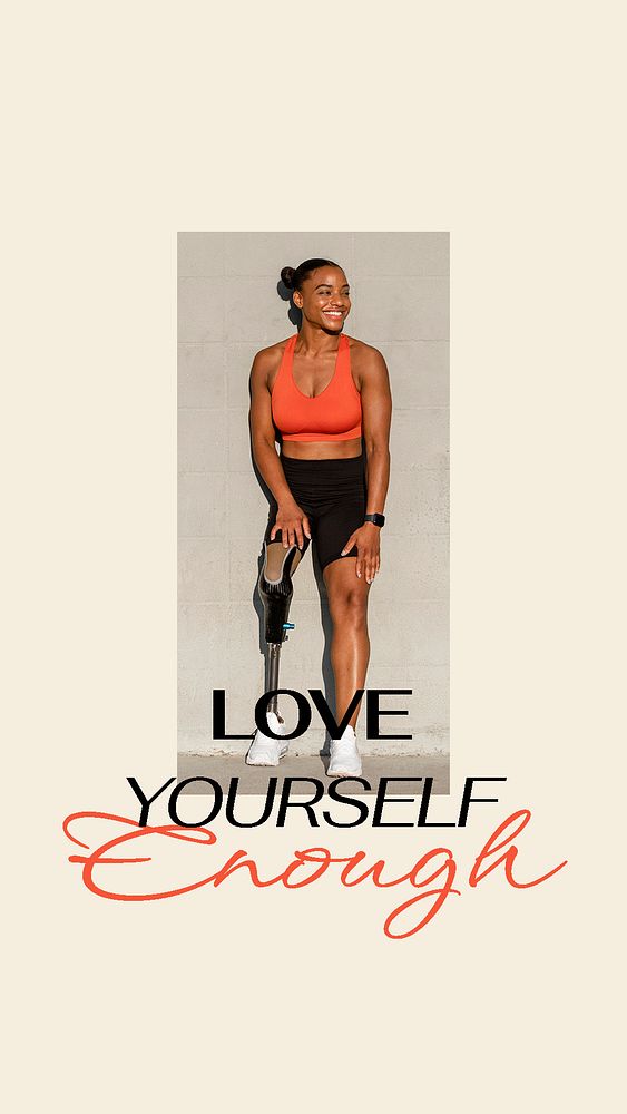 Love yourself Instagram story template, sports wellness aesthetic psd
