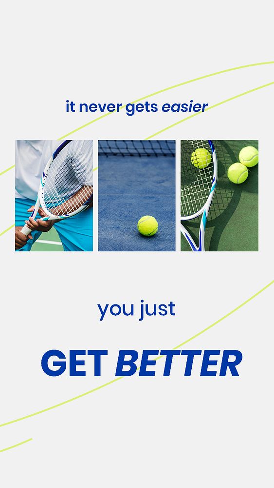 Motivational sports Instagram story template, tennis photo psd