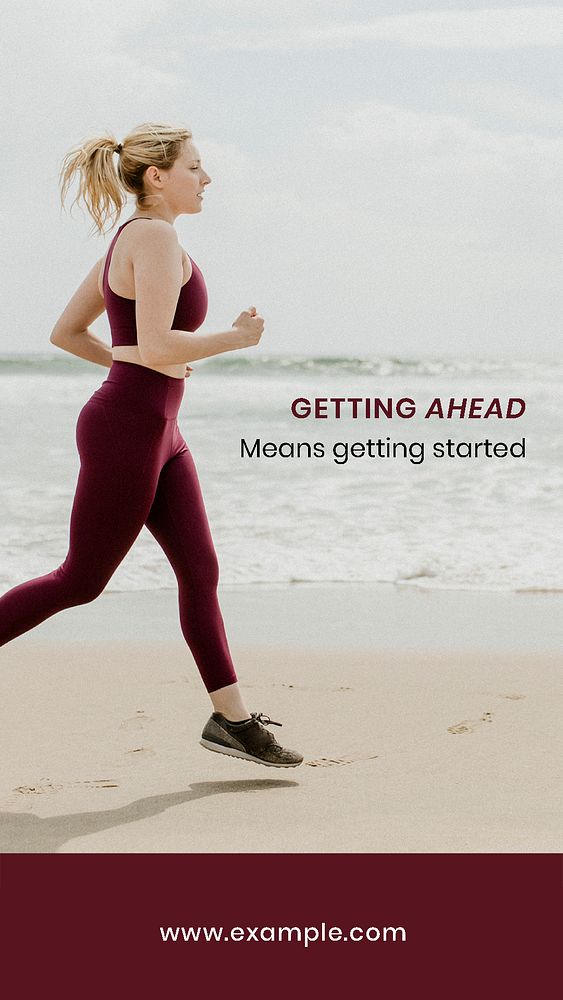 Jogging woman Instagram story template, wellness ad psd