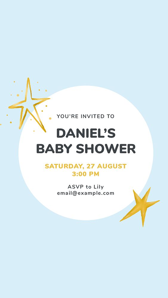 Blue baby shower template, Instagram story psd