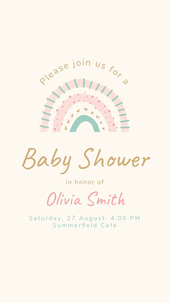 Baby shower Instagram story template, cute pastel design psd