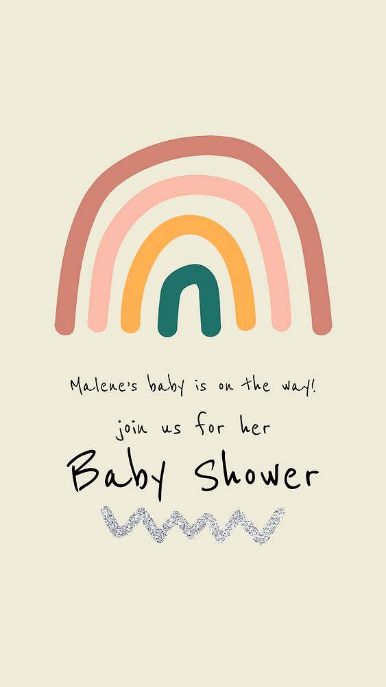 Rainbow baby shower template, Instagram story psd